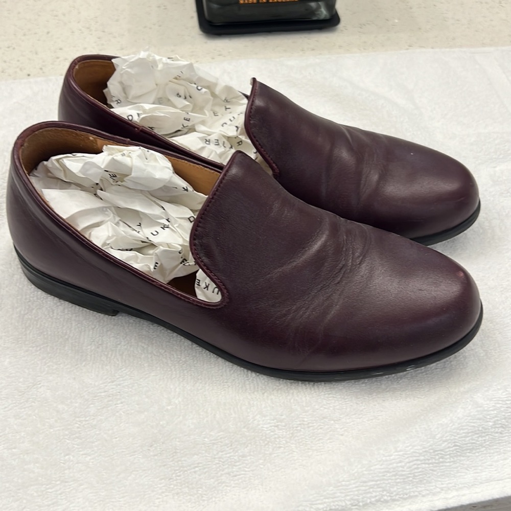 Duke and Dexter leather loafer in Wine. Mens 8